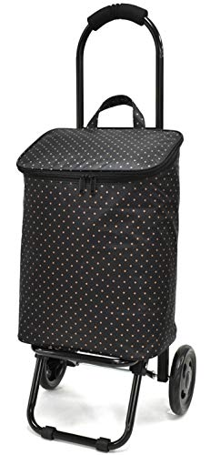 Basic Standard ショッピングカート スーパーの カートに掛けられる ! 便利 買い物カート 折りたたみ 軽量 保冷 保温 おしゃれ ドット ブラック M