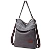 Travistar Damen Handtasche Canvas Rucksack Groß Schultertasche Vintage Damen umhängetasche Anti Diebstahl Tasche Damen Hobo Tasche für Alltag Büro Schule Ausflug Einkauf - Gedrucktt Grau #3