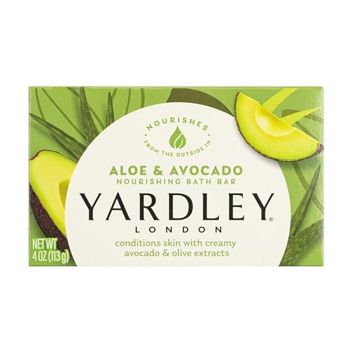 Yardley London Nourishing Bath Soap Bar Aloe & Avocado, Conditions Skin with Creamy Avocado & Olive Extracts, 4.0 oz Bath Bar, 1...