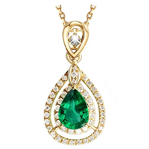 Collier émeraude pendentif goutte d'eau argent 925 vintage femme