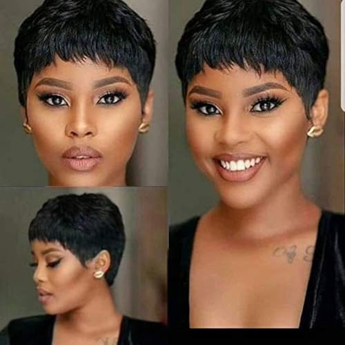 Perruque courte pixie cheveux humains pour changer de tête sans couper