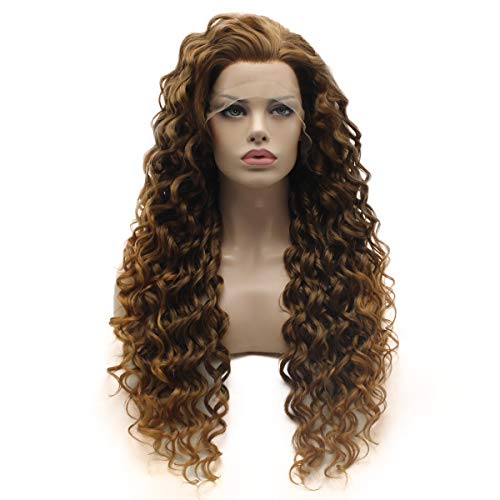 Lushy Long Curly Synthetic Lace Front Two Ombre Wigs