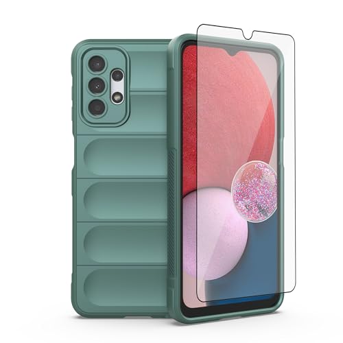 Coque Samsung Galaxy A13 5G silicone vert avec protection ecran verre trempe