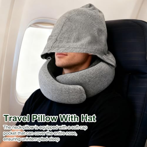 Oreiller cervical pour avion ultra-léger et compact avec capuche - 4