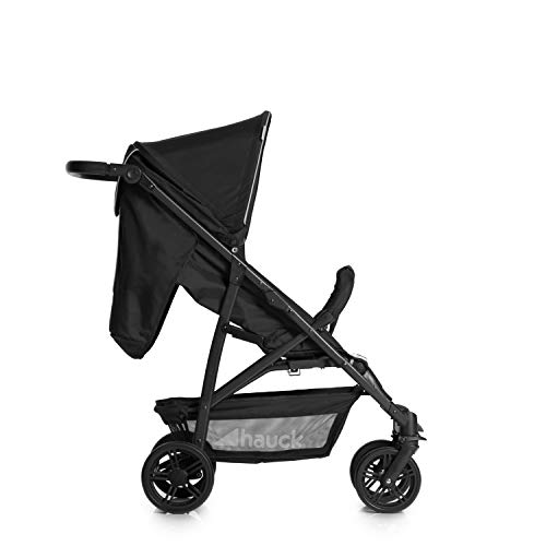 Hauck Buggy Rapid 4 bis 25 kg, Kinderbuggy Klein Zusammenklappbar, mit Liegefunktion, Höhenverstellbar, Großer Korb, Schwarz Grau