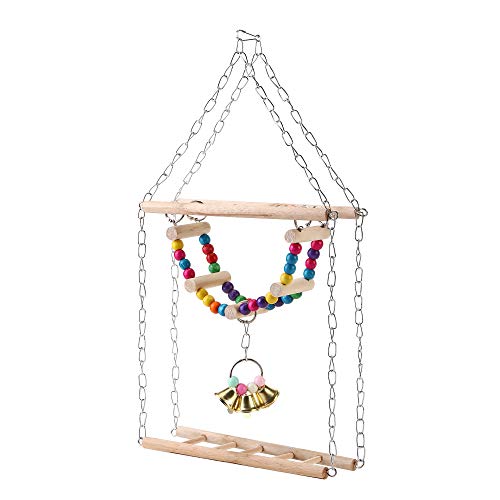 image for Filhome Hanging Bird Ladder Swing Bridge Toys, Parrot Playground Perch