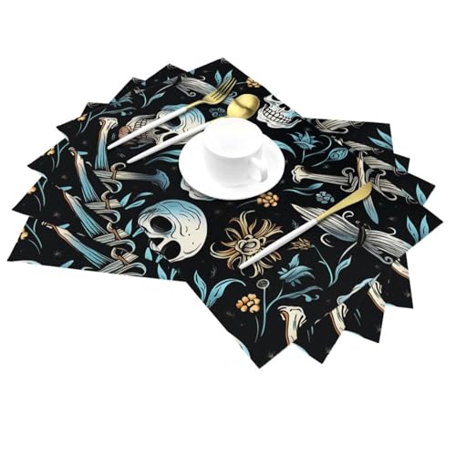 Set de table rectangulaire PVC tissé antidérapant résistant chaleur pirate - 5