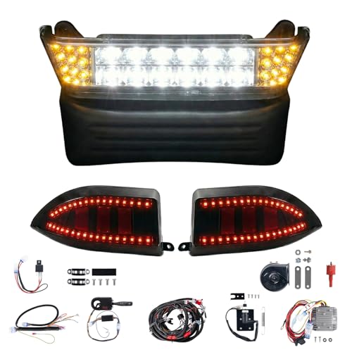 NOKINS Club Car Precedent Light Kit with Bumper for Club Car Precedent 2004-UP Electric Gas Golf Cart - 12V LED Headlight & Turn Signal Light(Fit #102524800/1025248-01) (Front & Rear Light Deluxe Set)
