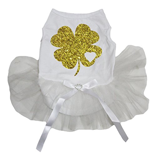 Robe pour chien trèfle à cœurs blanche taille S pour petit animal