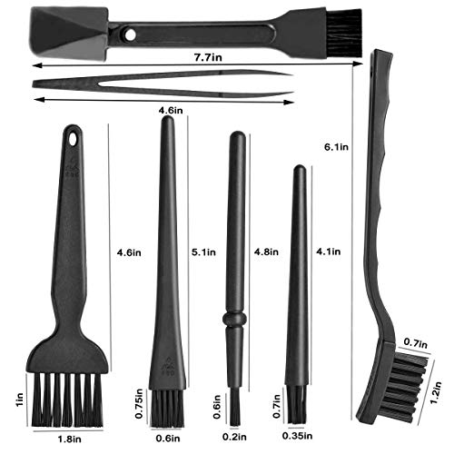 Farraige® Small Portable Plastic Handle Nylon Anti Static Brushes Computer Keyboard Cleaning Brush Kit (Black, Set of 7) - Image 2