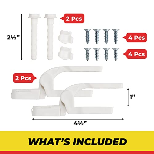 White Plastic Toilet Seat Hinge Replacement with Bolts Screw and Nuts - Thumbnail 7