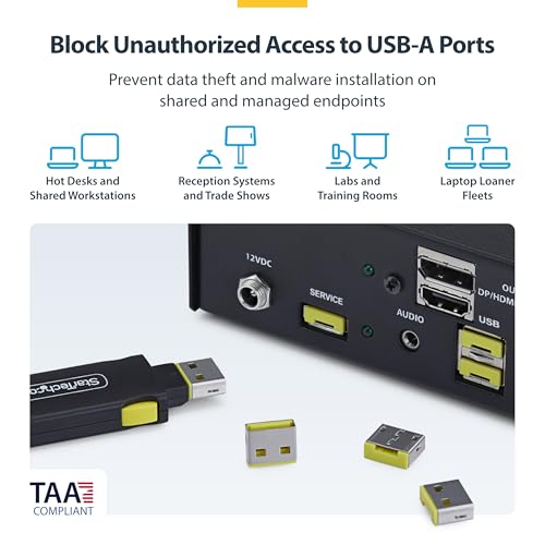 USB-A-Port-Blocker StarTech con llave y cuatro tapones 3
