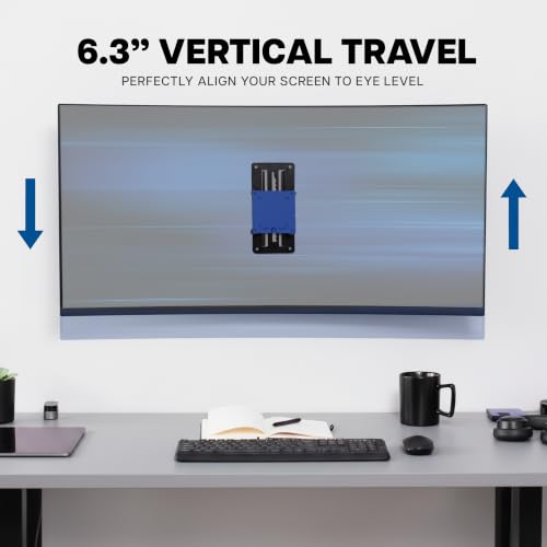 Image of VIVO Single Ultrawide Heavy Duty Monitor Mount Wall Bracket, Height Adjustable up to 6.3 inch, Screens up to 49 inch with Max VESA 75x75mm and 100x100mm, Black, MOUNT-VW49A