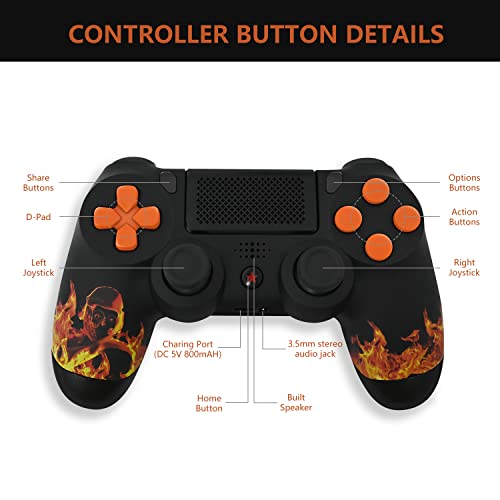 Replacement For Ps4 Controller Wireless Custom, Moofahom Controller Gamepad Joystick For Ps4/Slim/Pro/Windows Pc! (Ghost Of Fire) #TOP2