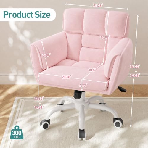 DurayLoly Desk Chair with Armrests & Side Pocket, Soft-Touch Velvet - 1