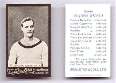 SINGLETON & Cole BRAWN football cigarette card - No 09