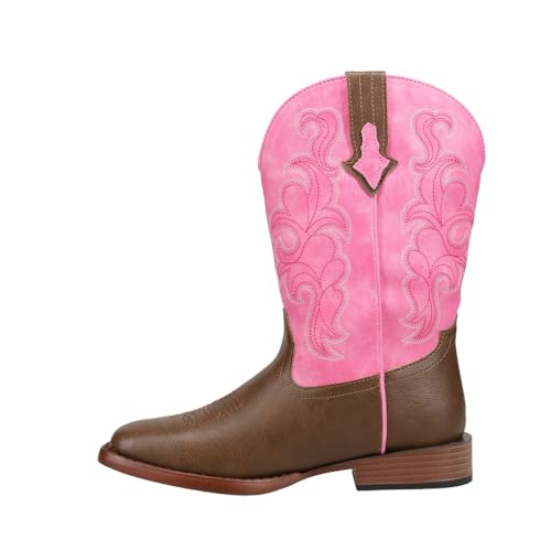 ROPER Kids Girls Blaze Pink Shaft Square Toe Casual Boots Mid Calf - Pink3