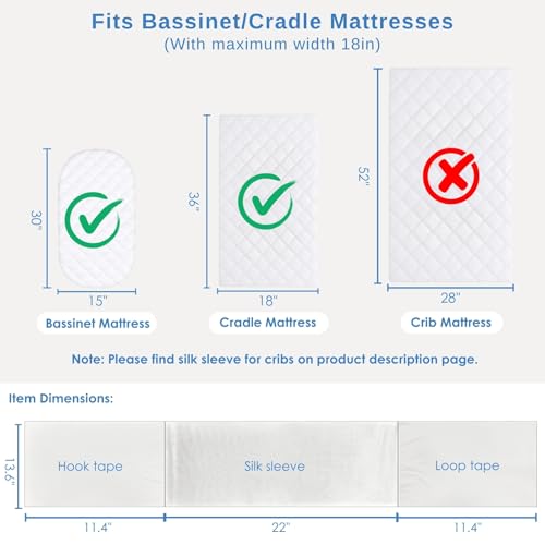 Image of PROMEED 100% Mulberry Silk Bassinet Sleeve for Baby Bald Spots, Preminium 23 Momme Silk Bassinet Half Sheet for Baby Hair Loss (White)