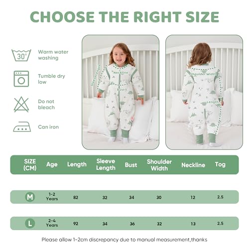Image of LAT Winter Baby Sleep Bag with Feet,3-way zip Wearable Blanket with Removable Sleeves,Warm Sack for Toddler 2.5 TOG