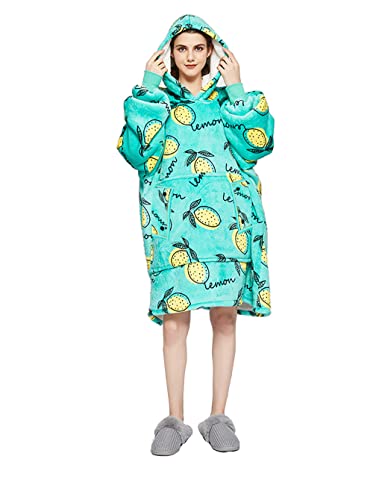 Hysunland Warm Wearable Blanket With Fruit Prints Oversized Sweatshirt With Kangaroo Pocket (Lemon) #TOP1