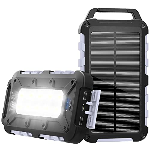 Cargador Solar 26800mAh Batería Externa Portátil Banco de Energía Solar con Panel Solar y Linterna LED,Carga Rápida con 2 USB Puertos Imperable para Movil Ordenador Cámping Emergencia Verde