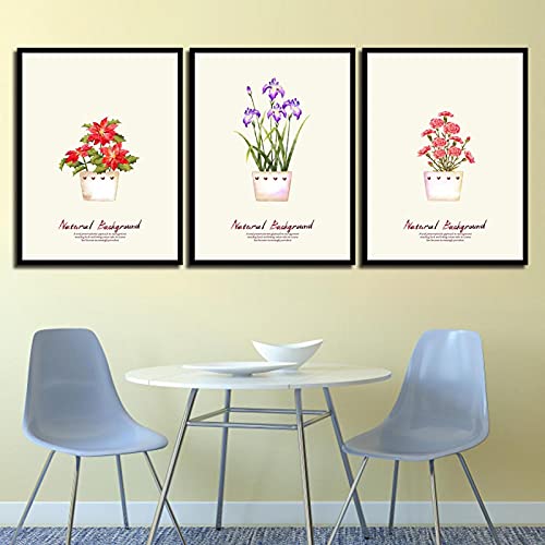 Art mural grand format pour habiller un mur vide salon moderne triptyque toile fleur 50x70cm