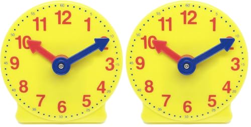 Image of hand2mind Mini Geared Clock, Telling Time Teaching Clock, Analog Learning Clock for Kids, Learning to Tell Time, Math Teaching Classroom Supplies (Set of 1) (Pack of 2)