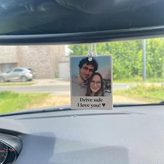 Acrylic Personalised Car Hanging, Photo Car Hanging, Both Car Hanger with Photo and Message, Best Car Accessories, Mirror Hanging Accessories, Best Gift (Photo with Message), Multicolour