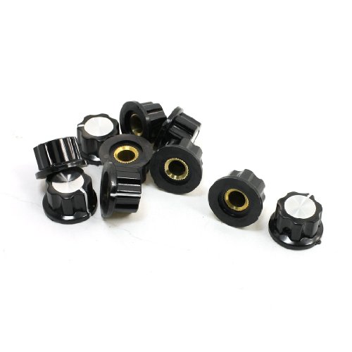 uxcell 10pcs 6mm Round Shaft Insert Dia Potentiometer Knobs Caps Silver Tone