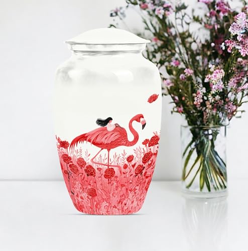 Image of Personalized Flamingo - Decorative Urns For Ashes - Burial Urns - 10 Inch - Large With Velvet Bag - Ash Urns For Human - Human Remain Urn - Cremation Urn For Ash - Memorial Urn For Mom & Dad