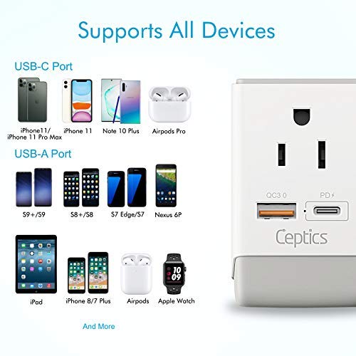 Image of Ceptics Italy, Chile Travel 2 Pack Plug Adapter QC 3.0 & PD, Safe Dual USB & USB-C - 2 USA Socket Compact & Powerful - Use in Rome, Milan, Greece - Type C, Type L - Fast Charging (AP-9C-12-PK)