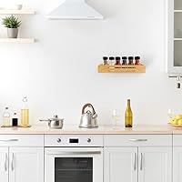 SAUNNIHEN Bambus Gewürzregal Ohne Bohren, 2 Stück Gewürzständer Wand, Gewürzhalter kann Schranktüren Kühlschrank, Stehend oder Hängend verwendbar, Selbstklebende oder Gebohrte Montage – Ansicht 6