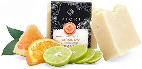 Viori Citrus Yao Conditioner Bar - Handcrafted with Longsheng Rice Water & Natural Ingredients - Sulfate-free, Paraben-free, Cruelty-free, Phthalate-free, pH balanced 100% Vegan, Zero-Waste