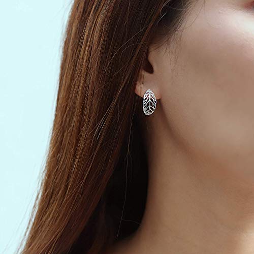Boma Jewelry Sterling Silver Open Cut Out Tree Leaf Nature Post Hoop Earrings4