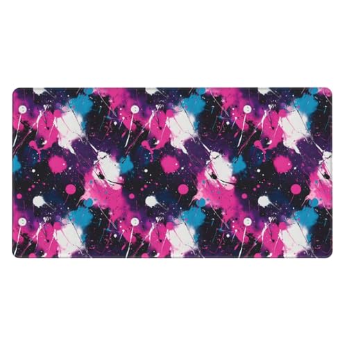Grand tapis de souris de jeu à bords cousus et imprimé tie-dye rose bleu antidérapant