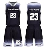 XYXYMM Basketball Trikot Benutzerdefinierte Basketball-Trikots Jungen und Mädchen mit Namensnummer Basketball Trikot Shirts und Shorts zweiteiliges Set (Color : B), L