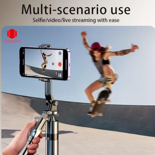 Image of SooPii 69 inch Long Selfie Stick with 360 Rotating Tripod Stand, Aluminum Multifunctional Bluetooth Tripod Stand for Smartphone, GoPro, Action Cameras, Perfect for Vlogging, Travel & Video