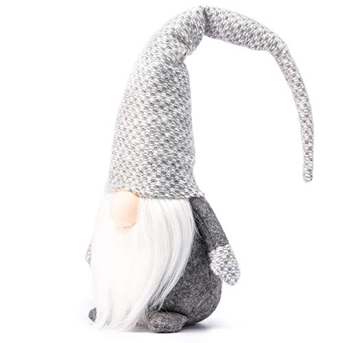 Funoasis Christmas Gnome Gifts Holiday Decoration Kids Birthday Present Handmade Tomte Plush Doll, Home Ornaments Tabletop Santa Figurines 19 Inches (Grey Point)