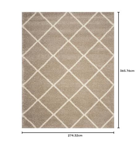 Image of Modern Anti Slip Shaggy Fluffy Fur Rectangular Rug And Carpet For Living Room, Bedroom (9X12 Feet, Beige & Ivory)
