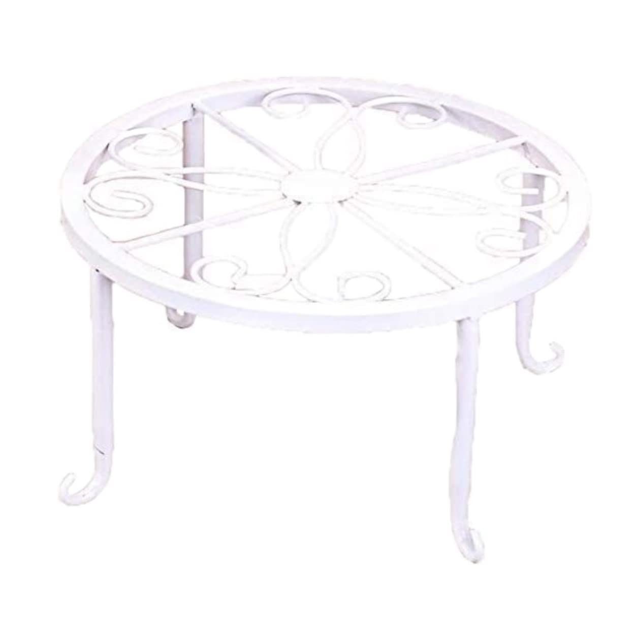 Lpmengs-EU Plant Stand Shelves Flower Holder Metal Pot Holders Wrought Iron Round Home Decor Shelf Rack(White)