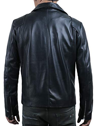 Laverapelle Men's Genuine Lambskin Leather Jacket (Black, Double Rider Jacket) - 15012602