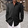 Men's Cotton T-Shirt with Casual Design Long Sleeves in Plus Sizes, black, S #1