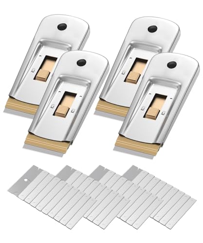 Bates- Metal Razor Blade Scraper Tool, 4 Pack, 40 Extra Carbon Steel Blades, Stainless Steel...