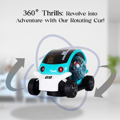 Image of Gooyo GY-158A 360 Rotating Stunt Car Toy with Music & 4D Vibrant Lighting Effect | Bump & Go Action Car for Kids | Musical Toy Car | Blue | 3xAA Battery (Not Included)
