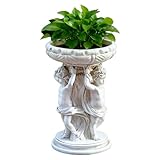 Pentola di fiori per giardino - vaso di resina con statua angelo, decorazione retrò, scultura vintage per esterno | Decorazione originale per giardino, terrazza, , navata, balcone, camera da le