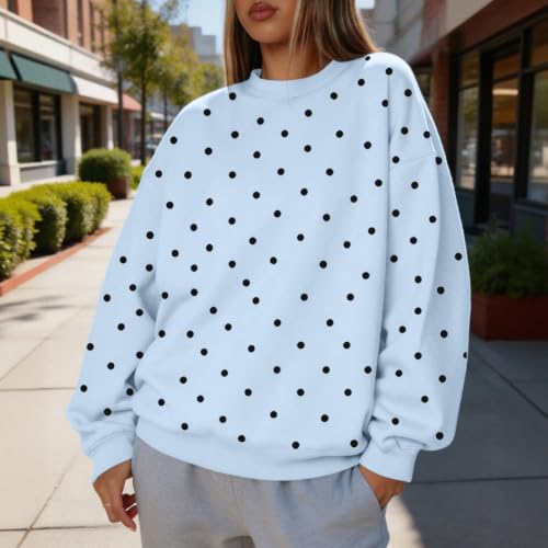 Polka Dot Sweatshirts Women Oversized Fall Crew Neck Casual Clothes - image 2