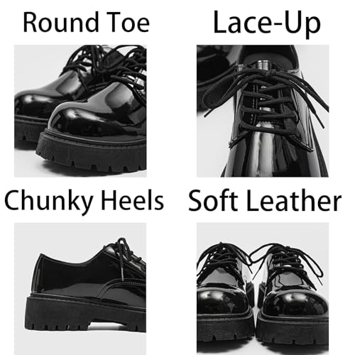 Mens Patent Leather Lace-Up Platform Dress Oxfords Shoes Casual Round Toe Non Slip Derby Shoes for Formal Business Wedding4