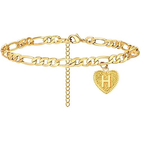 Gold Heart Initial Anklet by choice of all Cover