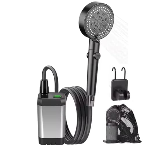 HowseHold Portable Camping Shower 6000mAh Rechargeable Battery, USB-C Charging, Adjustable Pressure Perfect for Outdoor Camping Festivals, Hiking, Travel