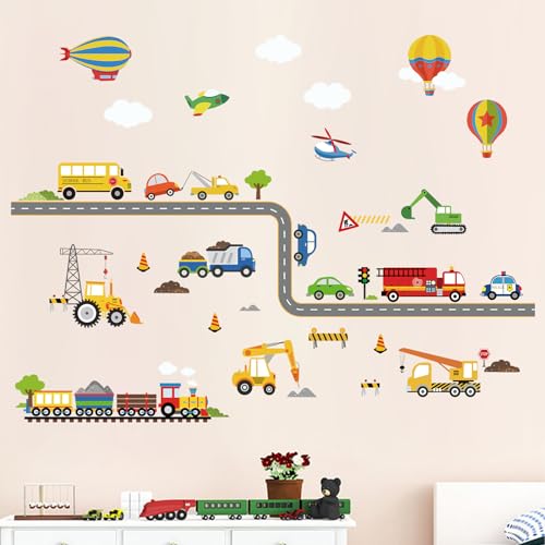 Vinilos decorativos transporte para pared de niños miniatura 1